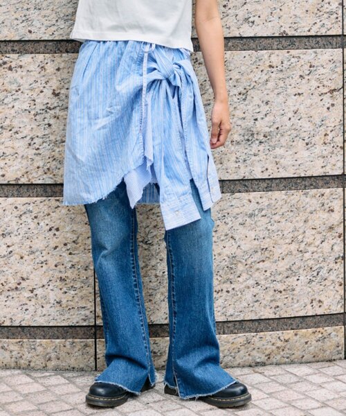 etsinta（エシンタ）の「【etsinta】マルチウェイオーバースカートシャツ（スカート・レディース・ブルー/ブラック・ONE SIZE）」の3枚目の写真