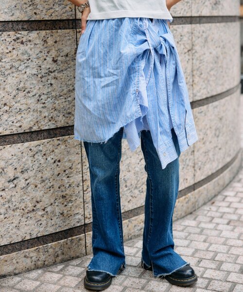 etsinta（エシンタ）の「【etsinta】マルチウェイオーバースカートシャツ（スカート・レディース・ブルー/ブラック・ONE SIZE）」の4枚目の写真