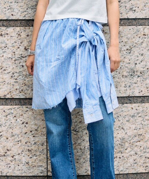 etsinta（エシンタ）の「【etsinta】マルチウェイオーバースカートシャツ（スカート・レディース・ブルー/ブラック・ONE SIZE）」の6枚目の写真