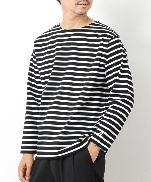 NOLLEY’S(ノーリーズ)の「MVSシルケットボーダーBN(Tシャツ/カットソー・メンズ・ホワイト系その他/ブラック系その他/ブルー系その他/ベージュ系その他・S/M/L/XL)」の3枚目の写真