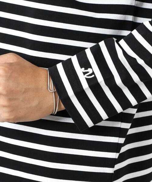 NOLLEY’S(ノーリーズ)の「MVSシルケットボーダーBN(Tシャツ/カットソー・メンズ・ホワイト系その他/ブラック系その他/ブルー系その他/ベージュ系その他・S/M/L/XL)」の5枚目の写真