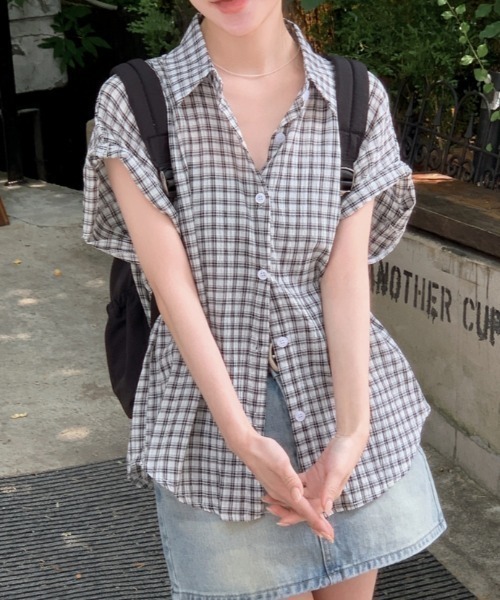coyseio チェック柄半袖シャツ coyseio チェック柄半袖シャツ