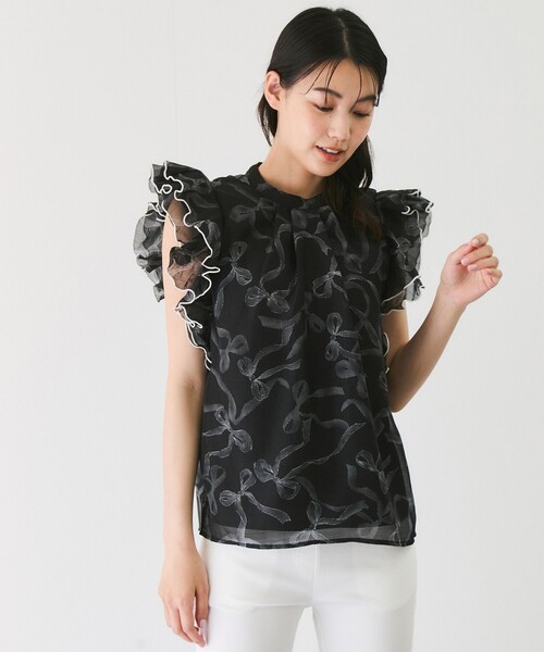Jayro(ジャイロ)の「袖ラッフルブラウス(シャツ/ブラウス・レディース・ブラック系その他/ベージュ系その他・M)」の4枚目の写真