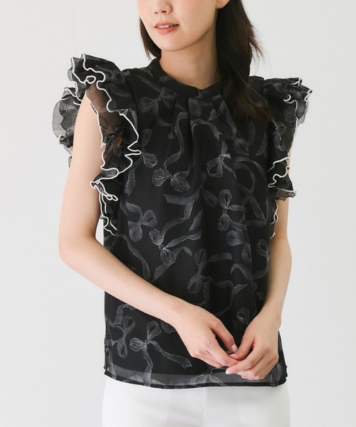 Jayro(ジャイロ)の「袖ラッフルブラウス(シャツ/ブラウス・レディース・ブラック系その他/ベージュ系その他・M)」の1枚目の写真
