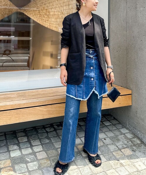 Rie Miller(リエミラー)の「【RM denim】Vネックデニムベスト(ベスト・レディース・インディゴブルー・FREE)」の5枚目の写真