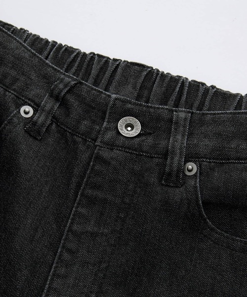 00sバランスストリートウェアロゴ刺繍ワイドブラックデニムパンツBALANCE STARTER BLACK LABEL ジーンズ 「STARTER /スターター