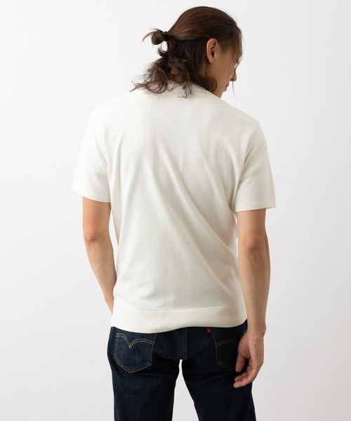 Gabicci(ガビッチ)の「Gabicci ストライプニットTシャツ(Tシャツ/カットソー・メンズ・ホワイト/ネイビー・MEDIUM/LARGE)」の12枚目の写真
