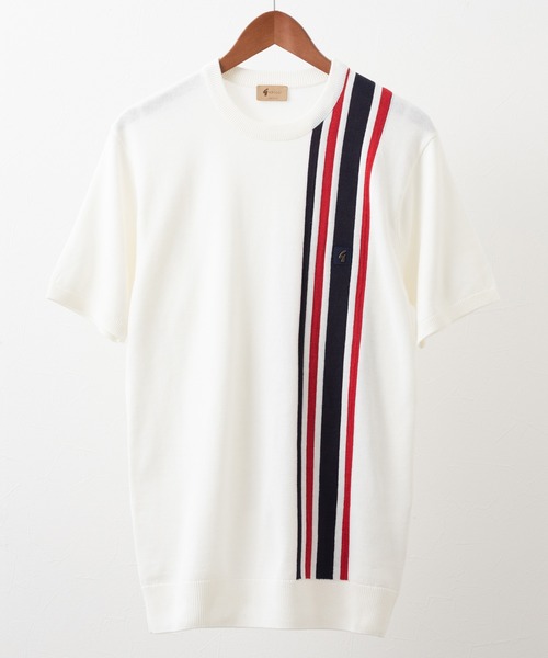 Gabicci(ガビッチ)の「Gabicci ストライプニットTシャツ(Tシャツ/カットソー・メンズ・ホワイト/ネイビー・MEDIUM/LARGE)」の11枚目の写真