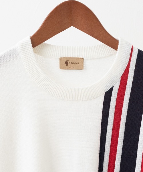 Gabicci(ガビッチ)の「Gabicci ストライプニットTシャツ(Tシャツ/カットソー・メンズ・ホワイト/ネイビー・MEDIUM/LARGE)」の10枚目の写真