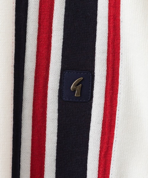 Gabicci(ガビッチ)の「Gabicci ストライプニットTシャツ(Tシャツ/カットソー・メンズ・ホワイト/ネイビー・MEDIUM/LARGE)」の7枚目の写真