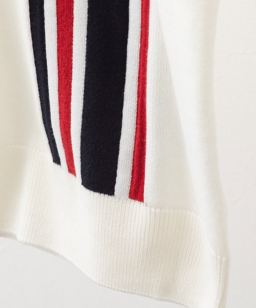 Gabicci(ガビッチ)の「Gabicci ストライプニットTシャツ(Tシャツ/カットソー・メンズ・ホワイト/ネイビー・MEDIUM/LARGE)」の6枚目の写真