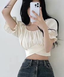[NARULA/ナルラ]パフスリーブ スクエアネック クロップド トップス(CZ)
