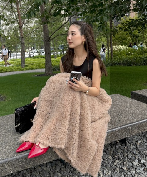 ANDRESD（アンドレスド）の「モコモコセットアップドレス / mocomoco set up dress（ドレス・レディース・ブラック/チャコール/ベージュ×ブラック・S/M/L）」の4枚目の写真