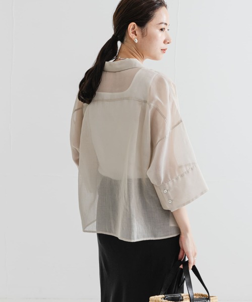 URBAN RESEARCH（アーバンリサーチ）の「シアーワイドスリーブ半袖シャツ（シャツ/ブラウス・レディース・カーキ/ネイビー/グレー系その他・FREE）」の4枚目の写真