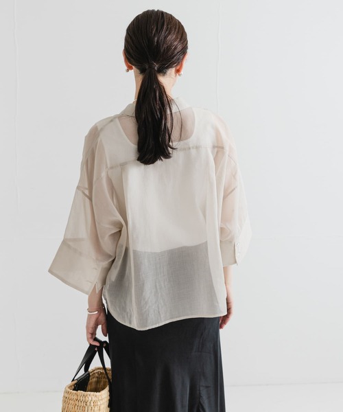URBAN RESEARCH（アーバンリサーチ）の「シアーワイドスリーブ半袖シャツ（シャツ/ブラウス・レディース・カーキ/ネイビー/グレー系その他・FREE）」の6枚目の写真