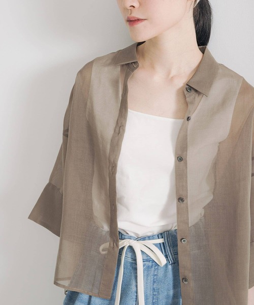 URBAN RESEARCH（アーバンリサーチ）の「シアーワイドスリーブ半袖シャツ（シャツ/ブラウス・レディース・カーキ/ネイビー/グレー系その他・FREE）」の9枚目の写真