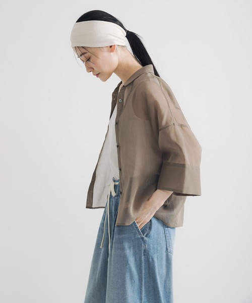 URBAN RESEARCH（アーバンリサーチ）の「シアーワイドスリーブ半袖シャツ（シャツ/ブラウス・レディース・カーキ/ネイビー/グレー系その他・FREE）」の11枚目の写真