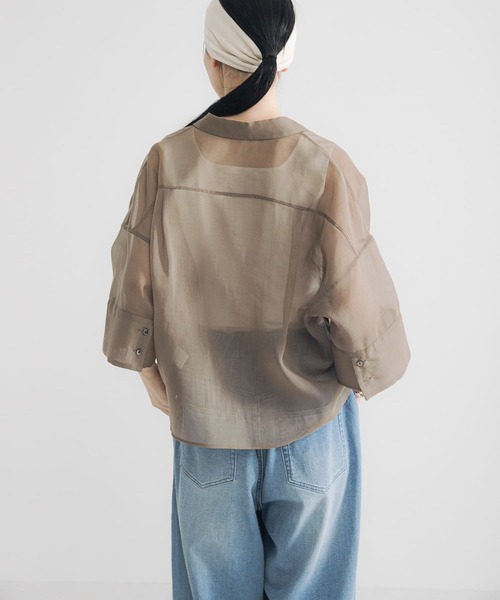 URBAN RESEARCH（アーバンリサーチ）の「シアーワイドスリーブ半袖シャツ（シャツ/ブラウス・レディース・カーキ/ネイビー/グレー系その他・FREE）」の12枚目の写真