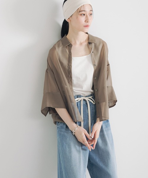 URBAN RESEARCH（アーバンリサーチ）の「シアーワイドスリーブ半袖シャツ（シャツ/ブラウス・レディース・カーキ/ネイビー/グレー系その他・FREE）」の13枚目の写真