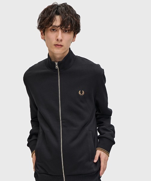 フレッドペリー ブラック ジップアップジャケット FRED PERRY（フレッドペリー） ブルゾン アウター Zip Overshirt