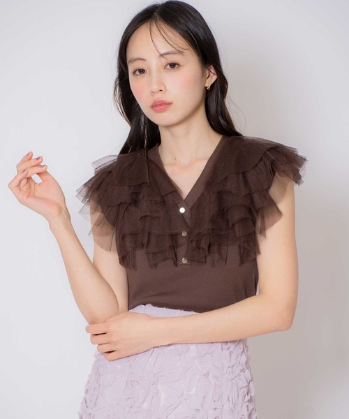 NOELA(ノエラ)の「チュールフリルニット(ニット/セーター・レディース・ブラウン/ピンク/オフホワイト・フリー)」の16枚目の写真