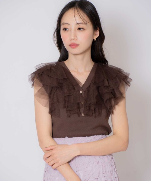 NOELA(ノエラ)の「チュールフリルニット(ニット/セーター・レディース・ブラウン/ピンク/オフホワイト・フリー)」の17枚目の写真