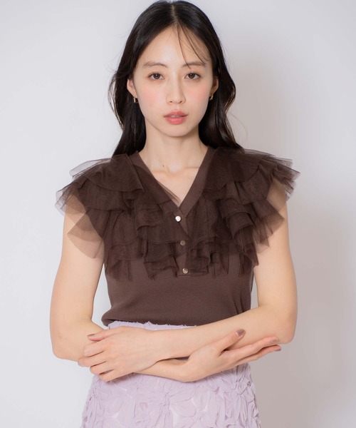 NOELA(ノエラ)の「チュールフリルニット(ニット/セーター・レディース・ブラウン/ピンク/オフホワイト・フリー)」の6枚目の写真