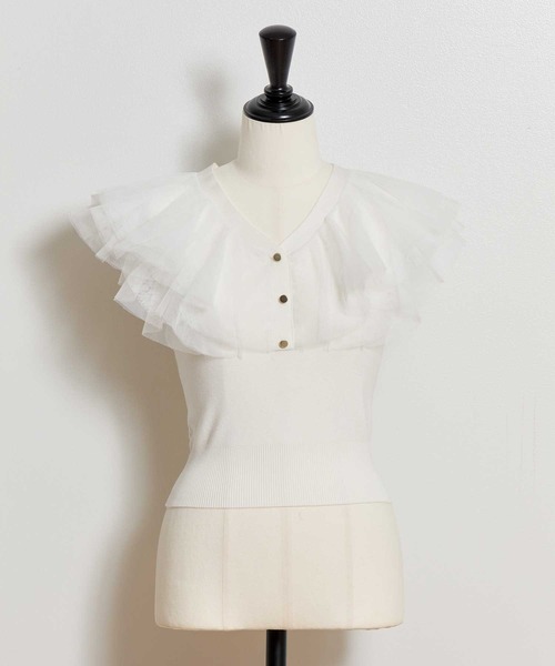 NOELA(ノエラ)の「チュールフリルニット(ニット/セーター・レディース・ブラウン/ピンク/オフホワイト・フリー)」の9枚目の写真