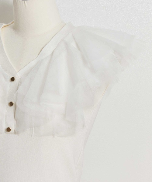 NOELA(ノエラ)の「チュールフリルニット(ニット/セーター・レディース・ブラウン/ピンク/オフホワイト・フリー)」の4枚目の写真