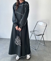 FIRST MOOD（ファーストムード）の「《FIRSTMOODコラボ》配色メロー裏起毛スウェットワンピース（ワンピース）」