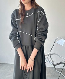 FIRST MOOD（ファーストムード）の「《FIRSTMOODコラボ》配色メロー裏起毛スウェットワンピース（ワンピース）」