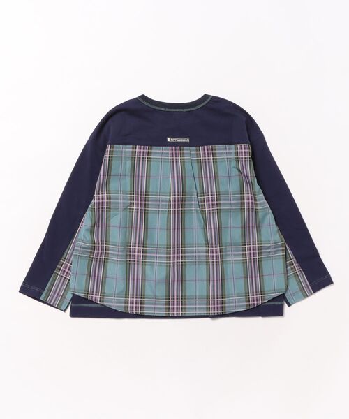 zuppa di zucca(ズッパ デ ズッカ)の「チェック切替え長袖Tシャツ(Tシャツ/カットソー・キッズ・ネイビー・110cm/120cm/130cm)」の2枚目の写真