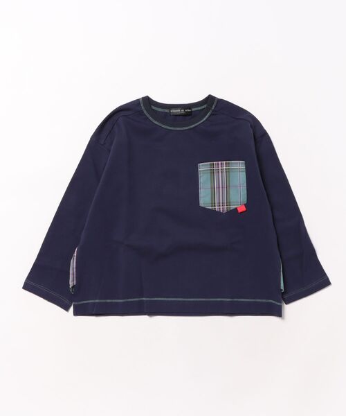 zuppa di zucca(ズッパ デ ズッカ)の「チェック切替え長袖Tシャツ(Tシャツ/カットソー・キッズ・ネイビー・110cm/120cm/130cm)」の3枚目の写真