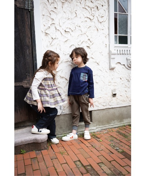 zuppa di zucca(ズッパ デ ズッカ)の「チェック切替え長袖Tシャツ(Tシャツ/カットソー・キッズ・ネイビー・110cm/120cm/130cm)」の4枚目の写真