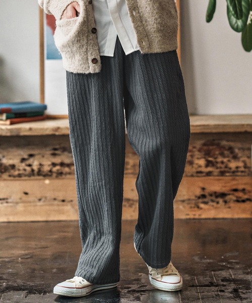 CAMBIO(カンビオ)の「mp13968- Fleece Lining Knit Bonding Wide Straight Pants ワイドストレートパンツ(CAM25AW-015)(その他パンツ・メンズ・ブラック/ネイビー/ブラウン・L/M/S)」の4枚目の写真