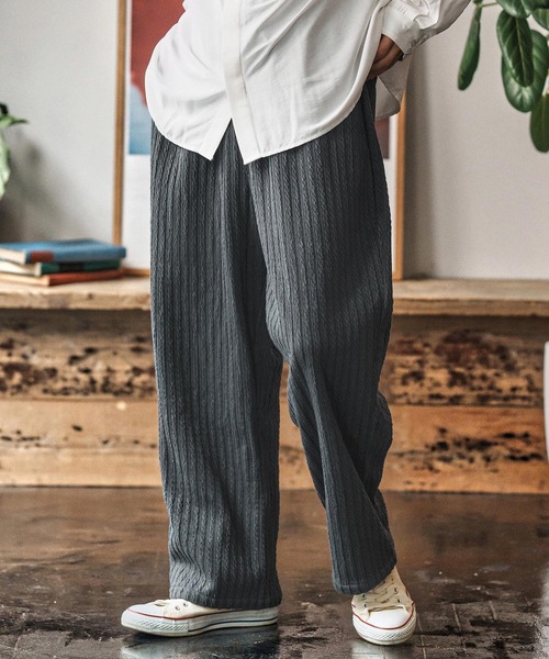 CAMBIO(カンビオ)の「mp13968- Fleece Lining Knit Bonding Wide Straight Pants ワイドストレートパンツ(CAM25AW-015)(その他パンツ・メンズ・ブラック/ネイビー/ブラウン・L/M/S)」の5枚目の写真