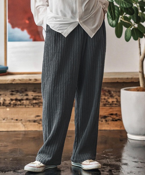 CAMBIO(カンビオ)の「mp13968- Fleece Lining Knit Bonding Wide Straight Pants ワイドストレートパンツ(CAM25AW-015)(その他パンツ・メンズ・ブラック/ネイビー/ブラウン・L/M/S)」の6枚目の写真