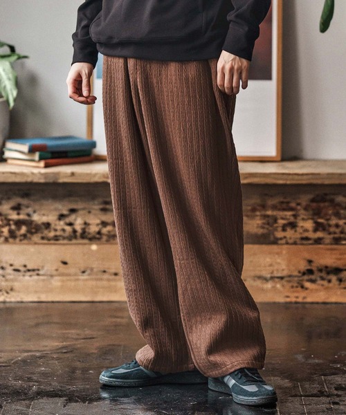 CAMBIO(カンビオ)の「mp13968- Fleece Lining Knit Bonding Wide Straight Pants ワイドストレートパンツ(CAM25AW-015)(その他パンツ・メンズ・ブラック/ネイビー/ブラウン・L/M/S)」の12枚目の写真