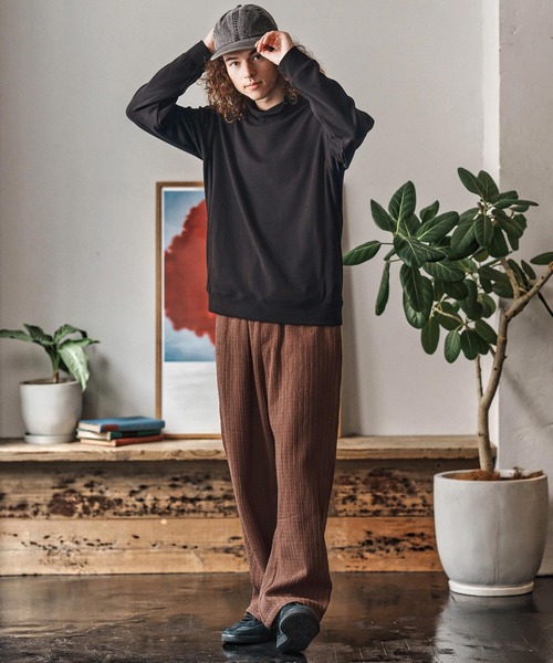 CAMBIO(カンビオ)の「mp13968- Fleece Lining Knit Bonding Wide Straight Pants ワイドストレートパンツ(CAM25AW-015)(その他パンツ・メンズ・ブラック/ネイビー/ブラウン・L/M/S)」の14枚目の写真