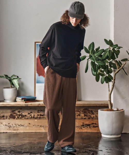 CAMBIO(カンビオ)の「mp13968- Fleece Lining Knit Bonding Wide Straight Pants ワイドストレートパンツ(CAM25AW-015)(その他パンツ・メンズ・ブラック/ネイビー/ブラウン・L/M/S)」の15枚目の写真