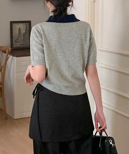 ReRe(リリ)の「ニットポロシャツ(ニット/セーター・レディース・ベージュ/ネイビー/グレー・FREE)」の13枚目の写真