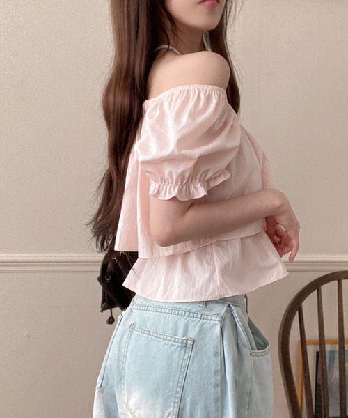 Girly Doll(ガーリードール)の「パフスリーブティアードギャザーブラウス(シャツ/ブラウス・レディース・ベージュ/ブルー/ピンク/ホワイト・FREE)」の15枚目の写真