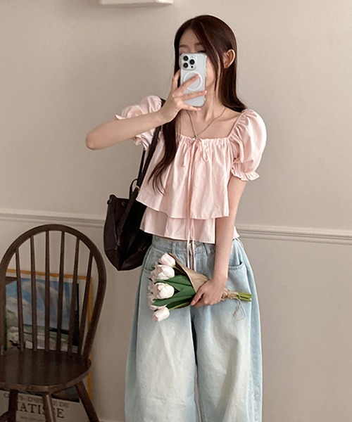 Girly Doll(ガーリードール)の「パフスリーブティアードギャザーブラウス(シャツ/ブラウス・レディース・ベージュ/ブルー/ピンク/ホワイト・FREE)」の19枚目の写真