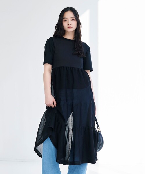 BIANCA(ビアンカ)の「【着回し抜群】ニットコンビワンピース(ワンピース・レディース・ブラック/オフホワイト・38)」の1枚目の写真