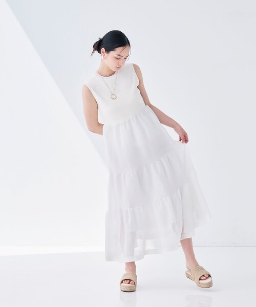 BIANCA(ビアンカ)の「【着回し抜群】ニットコンビワンピース(ワンピース・レディース・ブラック/オフホワイト・38)」の3枚目の写真
