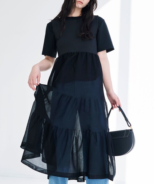 BIANCA(ビアンカ)の「【着回し抜群】ニットコンビワンピース(ワンピース・レディース・ブラック/オフホワイト・38)」の7枚目の写真