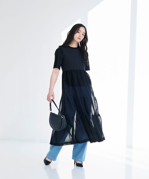 BIANCA(ビアンカ)の「【着回し抜群】ニットコンビワンピース(ワンピース・レディース・ブラック/オフホワイト・38)」の8枚目の写真