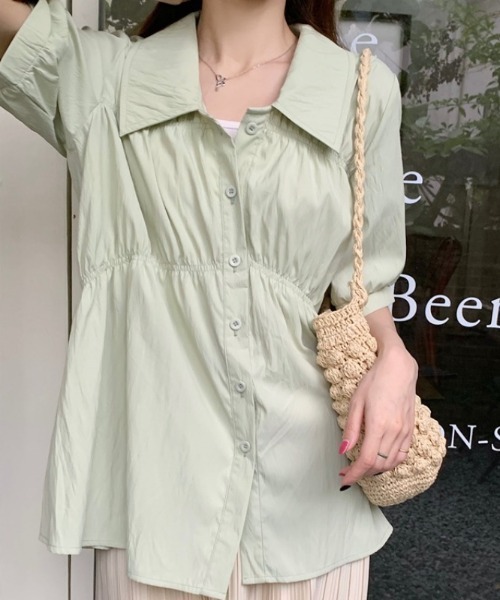 Per sist ence(パーシエンス)の「シャーリングシャツチュニック(シャツ/ブラウス・レディース・ブラック/グリーン/ピンク/イエロー・ONE SIZE)」の17枚目の写真