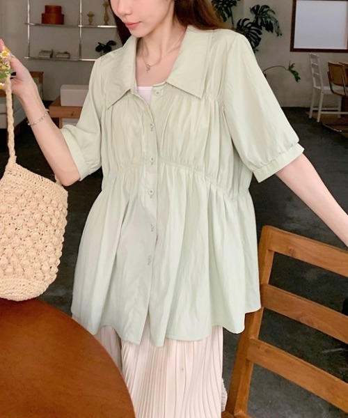 Per sist ence(パーシエンス)の「シャーリングシャツチュニック(シャツ/ブラウス・レディース・ブラック/グリーン/ピンク/イエロー・ONE SIZE)」の18枚目の写真