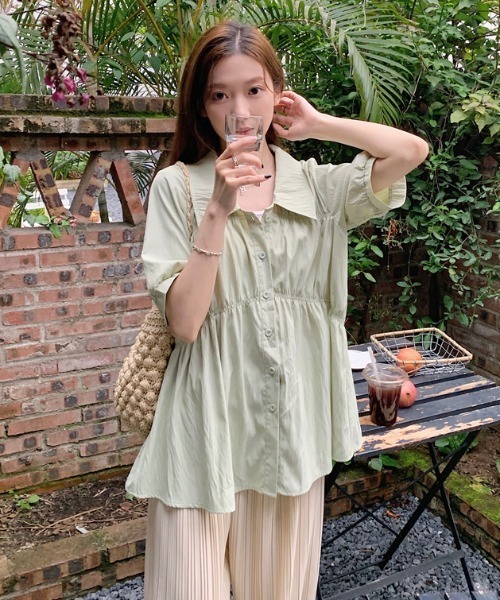 Per sist ence(パーシエンス)の「シャーリングシャツチュニック(シャツ/ブラウス・レディース・ブラック/グリーン/ピンク/イエロー・ONE SIZE)」の21枚目の写真